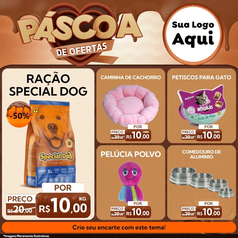 Modelo de Rede Social para Feed Facebook com o tema Páscoa de Ofertas para Pet Shop