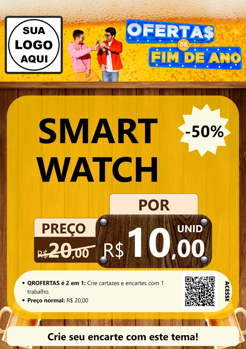 Modelo de Cartaz para Cartaz A4 Vertical com o tema Ofertas de Fim de Ano para Informática