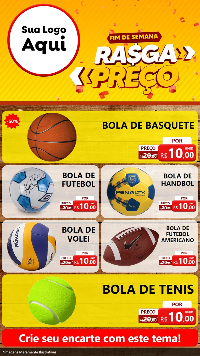 Modelo de TV para TV Vertical com o tema Fim de Semana Rasga Preços para Artigos Esportivos