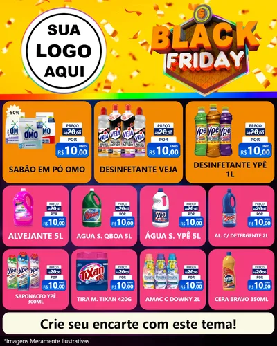 Modelo de Rede Social para Feed Instagram com o tema Black Friday para Produtos de Limpeza
