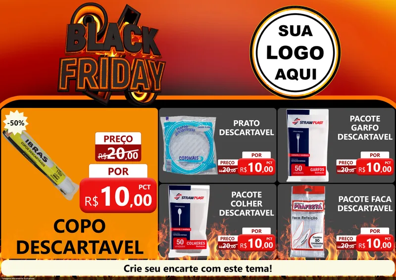 Modelo de Encarte para Encarte A4 Horizontal com o tema Black Friday para Embalagens