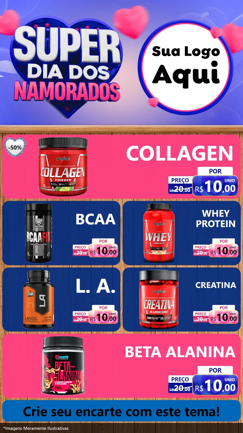 Modelo de TV para TV Vertical com o tema Super Dia dos Namorados para Suplementos alimentares