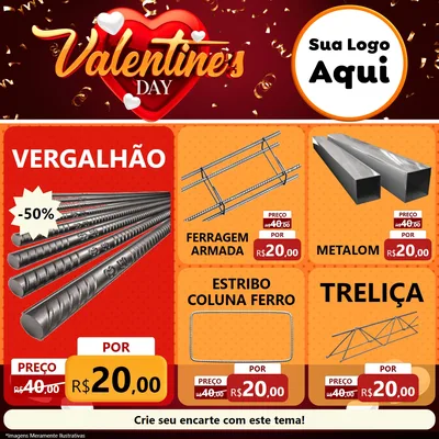 Modelo de Rede Social para Feed Facebook com o tema Valentine's Day para Ferragens