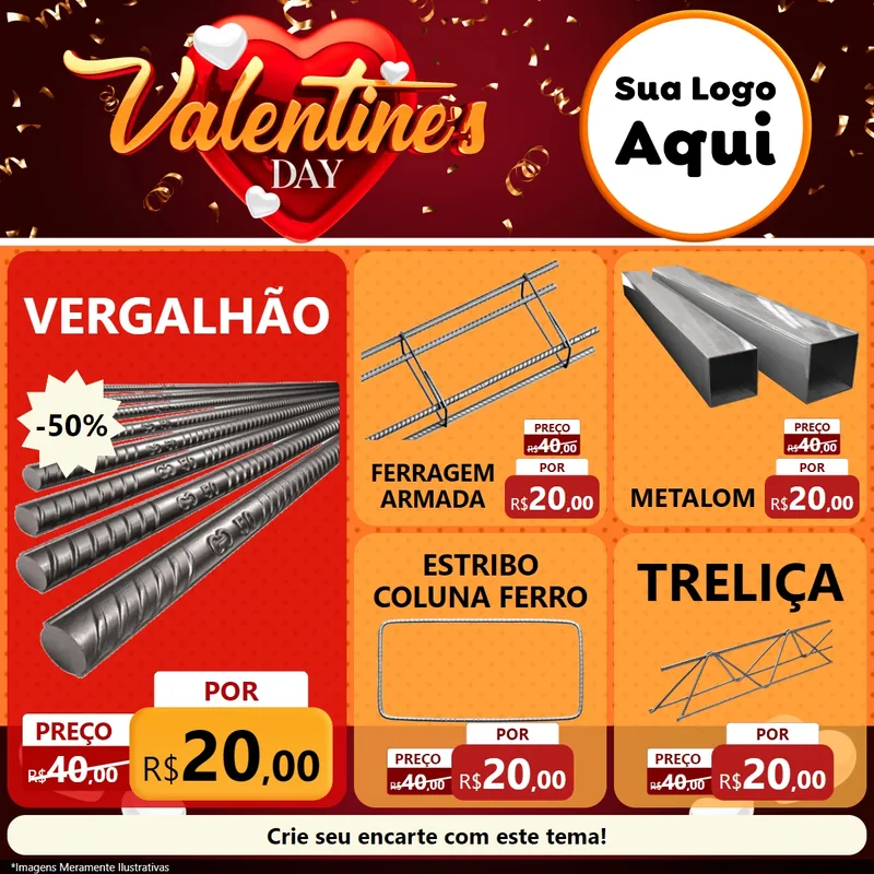 Modelo de Rede Social para Feed Facebook com o tema Valentine's Day para Ferragens