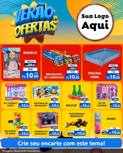 Modelo de Rede Social para Feed Instagram com o tema Verão de Ofertas para Brinquedos