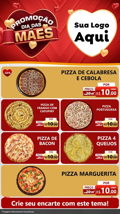 Modelo de TV para TV Vertical com o tema Promoção Dia das Mães para Pizzaria