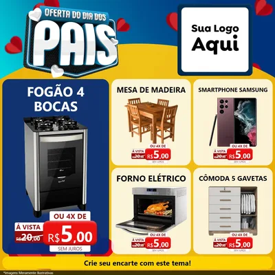 Modelo de Rede Social para Feed Facebook com o tema Oferta Do Dia Dos Pais para Móveis e Eletro