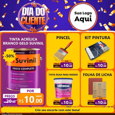Modelo de Rede Social para Feed Facebook com o tema Dia do Cliente para Tintas e Ferramentas