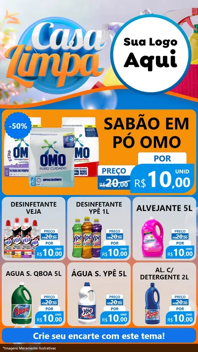 Modelo de Rede Social para Stories com o tema Casa Limpa para Produtos de Limpeza
