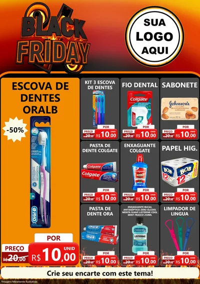 Modelo de Encarte para Encarte A4 Vertical com o tema Black Friday para Higiene Pessoal
