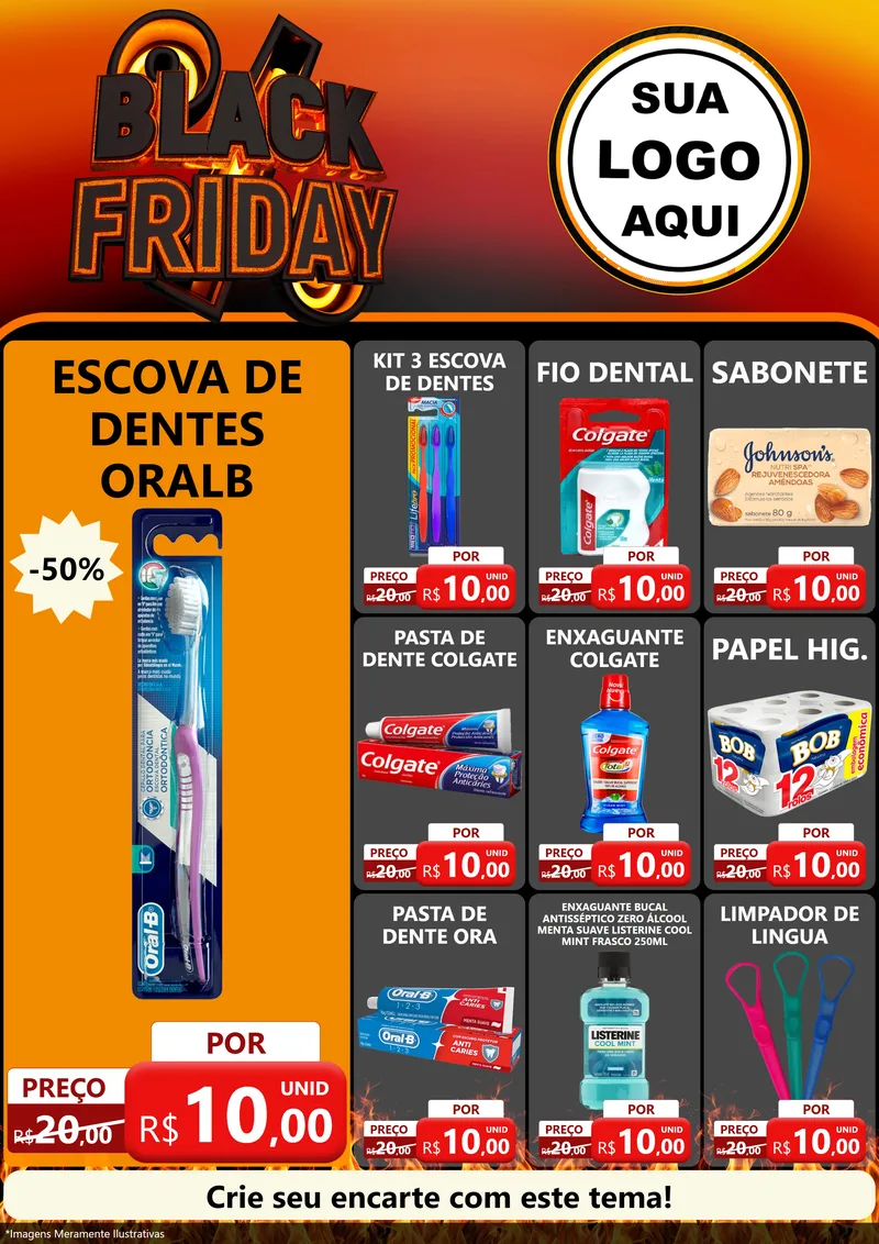 Modelo de Encarte para Encarte A4 Vertical com o tema Black Friday para Higiene Pessoal