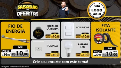 Modelo de TV para TV Horizontal com o tema Sabadão de Ofertas para Materiais Elétricos