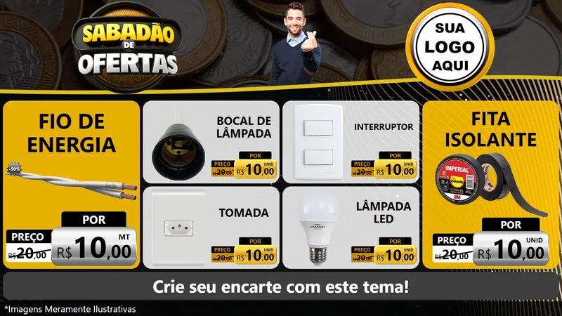 Modelo de TV para TV Horizontal com o tema Sabadão de Ofertas para Materiais Elétricos