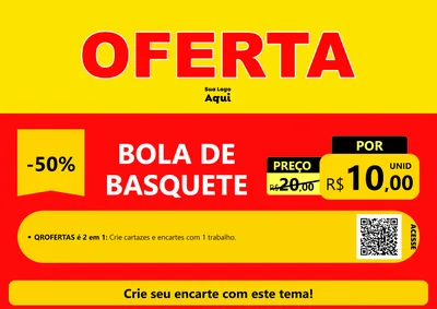 Modelo de Cartaz para Cartaz A4 Horizontal com o tema OFERTA - Vermelho Cartaz para Artigos Esportivos