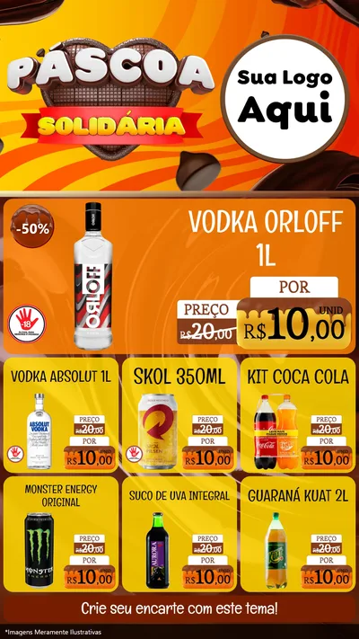 Modelo de Rede Social para Stories com o tema Páscoa Solidária para Distribuidora de bebidas