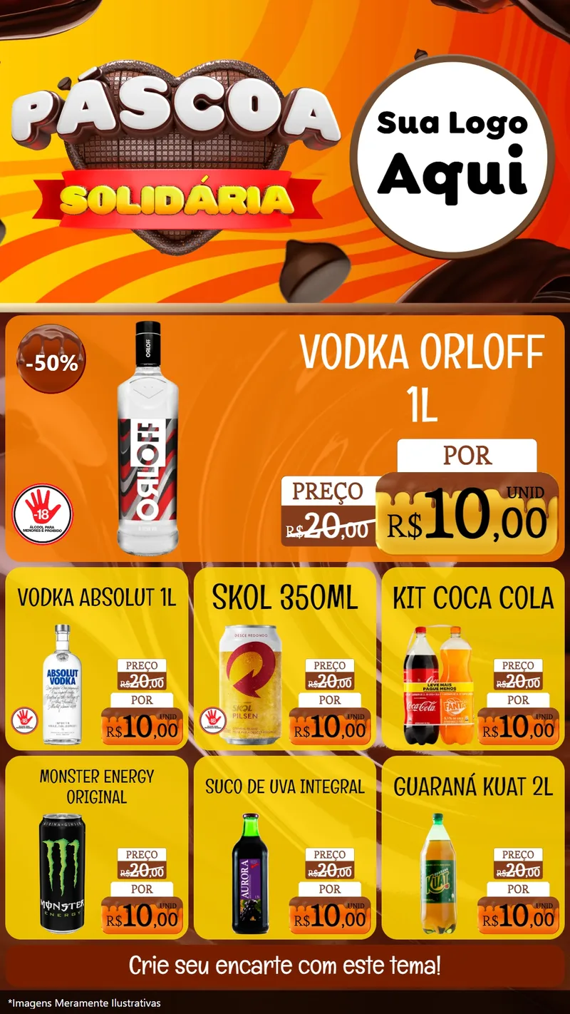 Modelo de Rede Social para Stories com o tema Páscoa Solidária para Distribuidora de bebidas