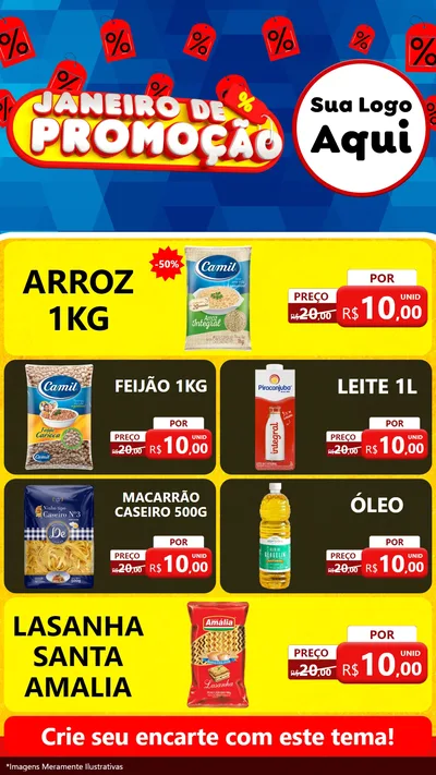 Modelo de TV para TV Vertical com o tema Janeiro de Promoção para Supermercado