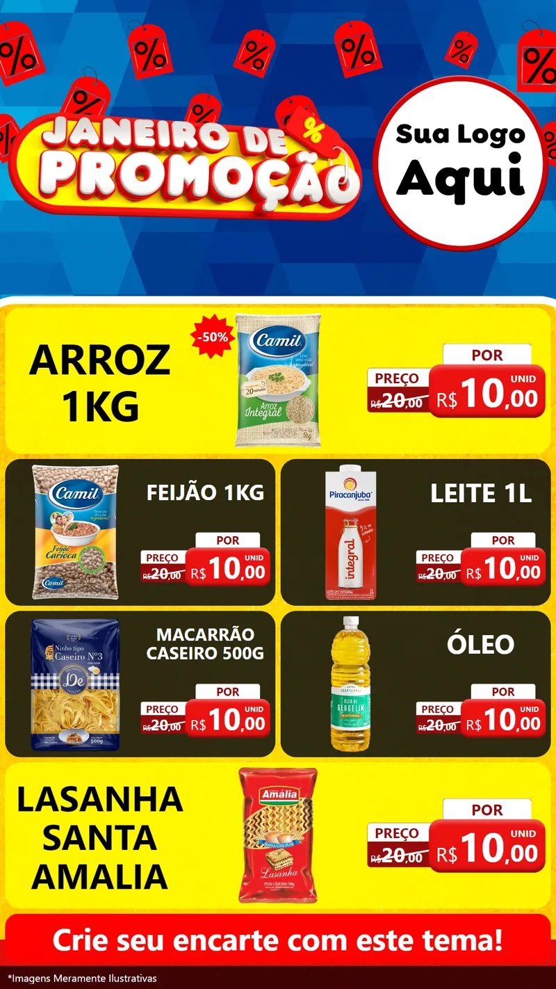 Modelo de TV para TV Vertical com o tema Janeiro de Promoção para Supermercado