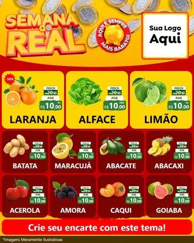 Modelo de Rede Social para Feed Instagram com o tema Semana do Real para Hortifrúti