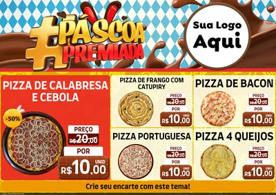 Modelo de Encarte para Encarte A4 Horizontal com o tema Páscoa Premiada para Pizzaria