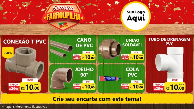 Modelo de TV para TV Horizontal com o tema Semana Farroupilha para Tubos e conexões