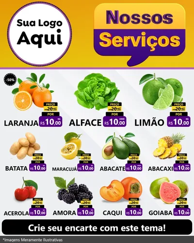 Modelo de Rede Social para Feed Instagram com o tema Nossos Serviços para Hortifrúti