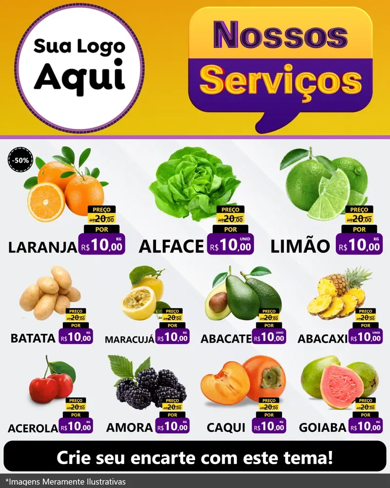 Modelo de Rede Social para Feed Instagram com o tema Nossos Serviços para Hortifrúti