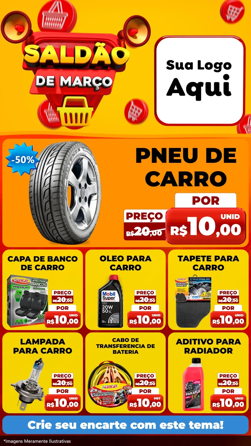 Modelo de Rede Social para Stories com o tema Saldão de Março para Auto peças