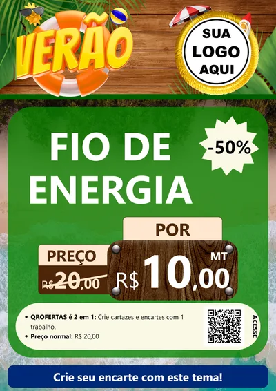 Modelo de Cartaz para Cartaz A4 Vertical com o tema Verão para Materiais Elétricos