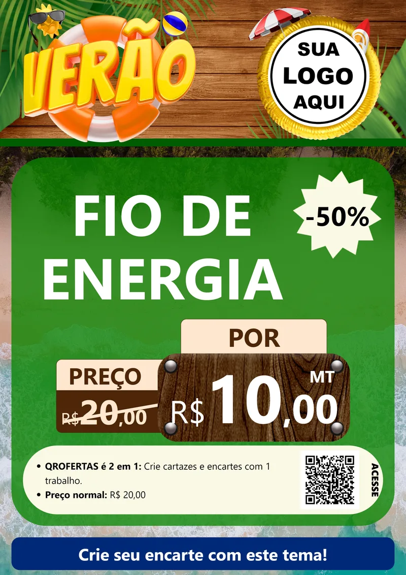 Modelo de Cartaz para Cartaz A4 Vertical com o tema Verão para Materiais Elétricos