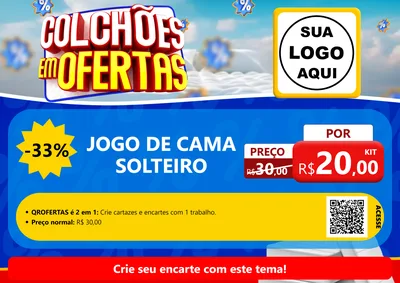 Modelo de Cartaz para Cartaz A4 Horizontal com o tema Colchões Em Ofertas para Cama, Mesa e Banho