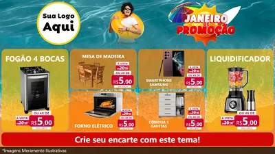 Modelo de TV para TV Horizontal com o tema Janeiro de Promoção para Móveis e Eletro