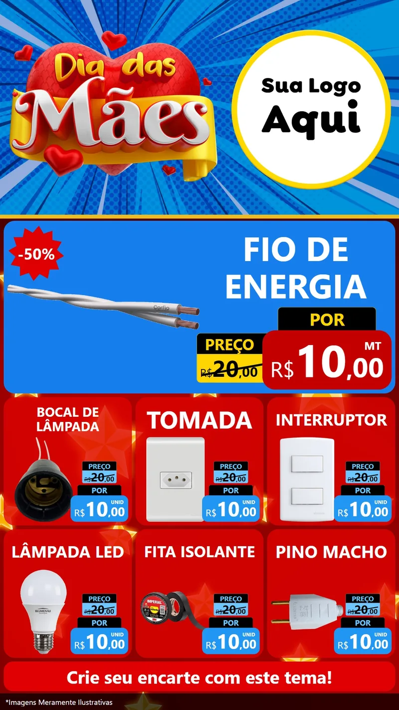 Modelo de Rede Social para Stories com o tema Dia das Mães para Materiais Elétricos