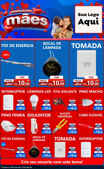 Modelo de Encarte para Encarte Grande com o tema Promoção das Mães para Materiais Elétricos