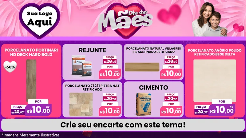 Modelo de TV para TV Horizontal com o tema Dia das Mães para Pisos e revestimentos