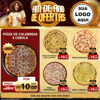 Modelo de Rede Social para Feed Facebook com o tema Fim de Ano de Ofertas para Pizzaria