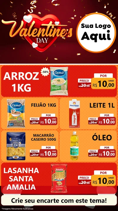 Modelo de TV para TV Vertical com o tema Valentine's Day para Supermercado