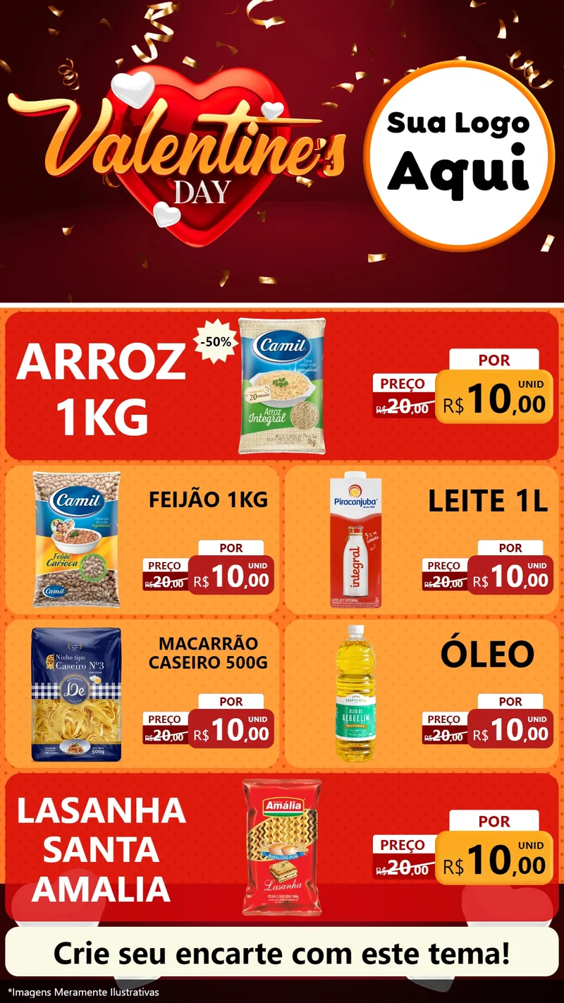 Modelo de TV para TV Vertical com o tema Valentine's Day para Supermercado
