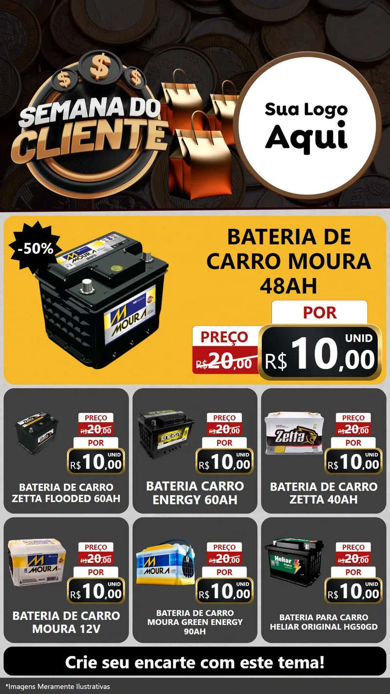 Modelo de Rede Social para Stories com o tema Semana do Cliente para Baterias Elétricas
