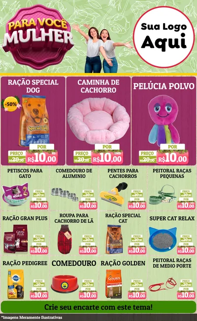Modelo de Encarte para Encarte Grande com o tema Para Você Mulher para Pet Shop