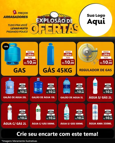 Modelo de Rede Social para Feed Instagram com o tema Explosão de Ofertas para Água e gás