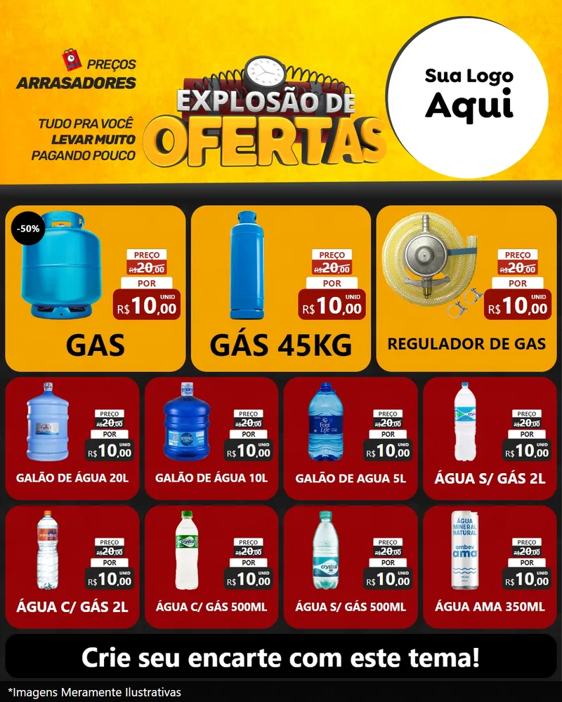 Modelo de Rede Social para Feed Instagram com o tema Explosão de Ofertas para Água e gás