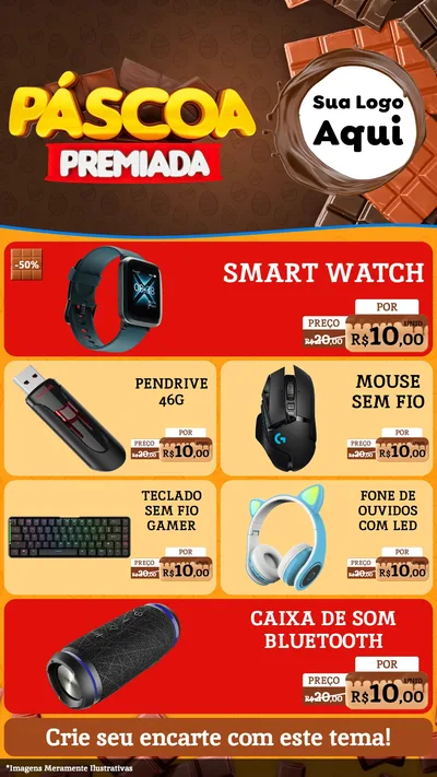 Modelo de TV para TV Vertical com o tema Páscoa Premiada para Informática