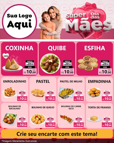 Modelo de Rede Social para Feed Instagram com o tema Super Dia Das Mães para Salgadaria