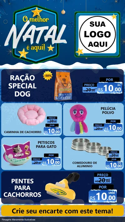 Modelo de TV para TV Vertical com o tema O Melhor Natal É Aqui! para Pet Shop