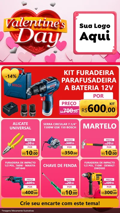 Modelo de Rede Social para Stories com o tema Valentine's Day para Maquinas e Ferramentas