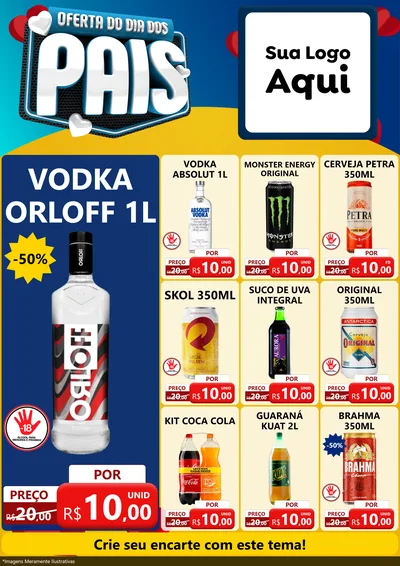 Modelo de Encarte para Encarte A4 Vertical com o tema Oferta Do Dia Dos Pais para Distribuidora de bebidas
