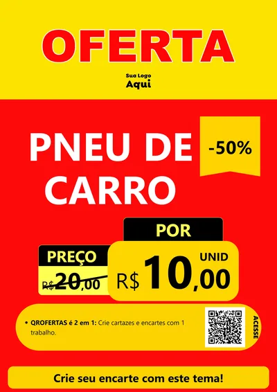 Modelo de Cartaz para Cartaz A4 Vertical com o tema OFERTA - Vermelho Cartaz para Auto peças