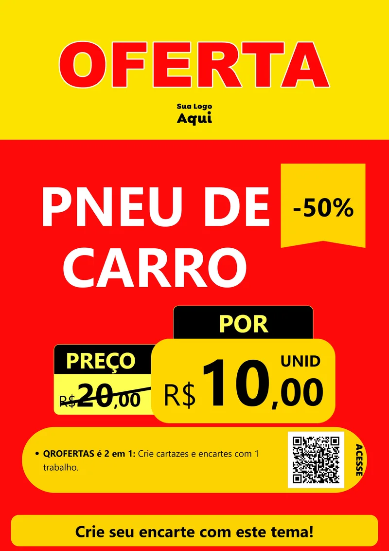 Modelo de Cartaz para Cartaz A4 Vertical com o tema OFERTA - Vermelho Cartaz para Auto peças