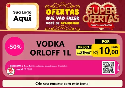 Modelo de Cartaz para Cartaz A4 Horizontal com o tema Dia dos Namorados para Distribuidora de bebidas